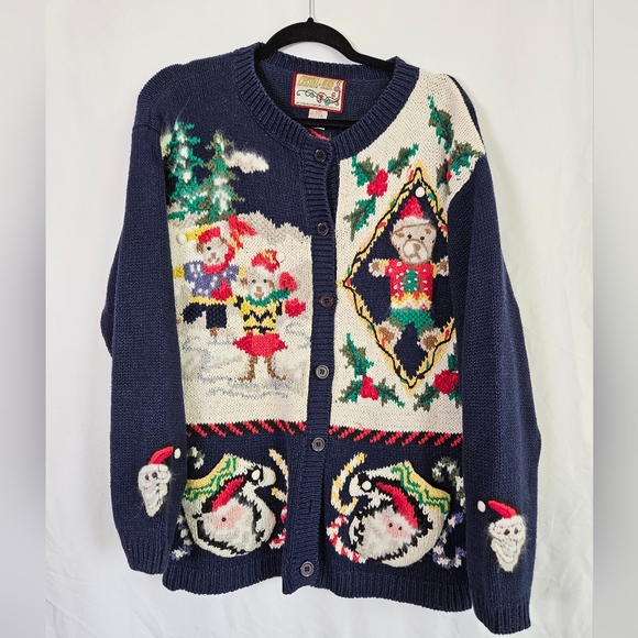 Vintage Sweaters - Vintage Ugly Christmas Button Up Sweater Cardigan Women's Size Small